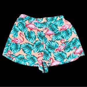 Show Me Your Mumu Colorful Flamingo Pull‎ On Shorts Summer Tropical Small